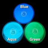Glow In The Dark, Powders, Pigment, Luminous, Ultraviolet, Halloween Dust, Green, Aqua, Blue.