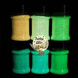 Iridescent Glow in the Dark Glitter, Color Shift, Chunky Glitter