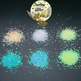 Iridescent Glow in the Dark Glitter, Color Shift, Chunky Glitter