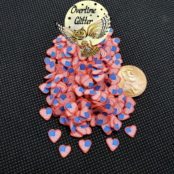 Heart American Flag 5mm Clay Sprinkles Resin Fillers