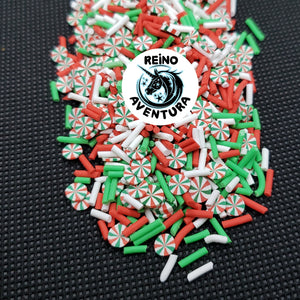 Christmas Mix, Tricolor Faux Peppermint Candy, Clay Sprinkles, Fimo Slices