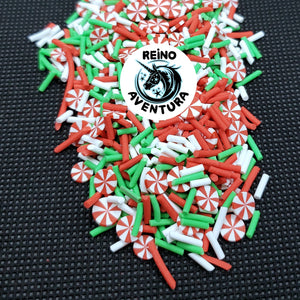 Christmas Mix, Red Faux Peppermint Candy, Clay Sprinkles, Fimo Slices