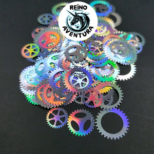 Silver Gears Glitter Shapes, Steampunk, confetti, Resin Fillers