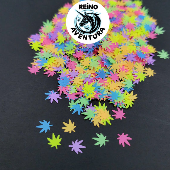 Neon Mix,  Marijuana Leaf 6mm , 420, Cannabis, Weed, Glitter, Hemp, Chunky, Confetti, Nail Deco, Resin Fillers