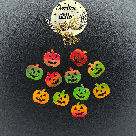 Jack O'lantern Pumpkin Holographic Glitter Shapes