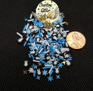 Penguin Winter Mix, Clay Sprinkles, Fimo Slices, Embellishments, Nail Deco, Resin Fillers