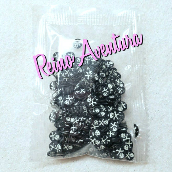 Skull and crossbones , Halloween, Clay Sprinkles, Fimo Slices, Embellishments, Nail Deco, Resin Fillers