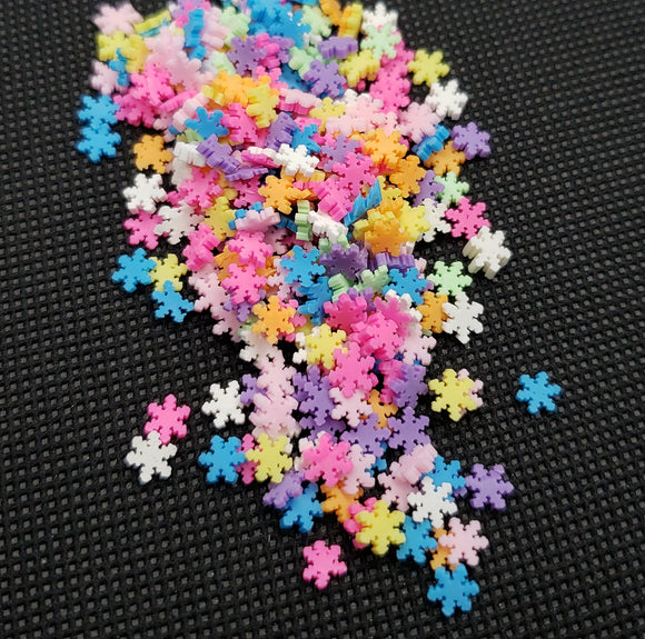 Snowflakes Mix, Colorful, Clay Sprinkles, Fimo Slices, Embellishments, Nail Deco, Resin Fillers, Christmas