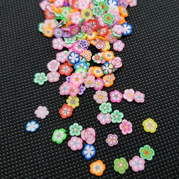 Flower Mix, Colorful, Clay Sprinkles, Fimo Slices, Embellishments, Nail Deco, Resin Fillers